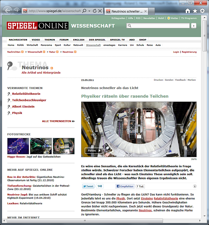 Neutrinos schneller als Licht