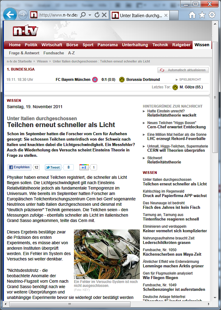 Teilchen schneller als Licht